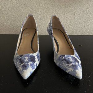 Michael Kors Blue and White Floral Heels